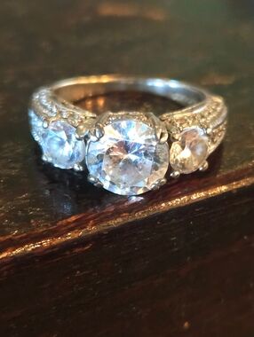 Sterling Silver Three-Stone Round-Cut CZ Ring